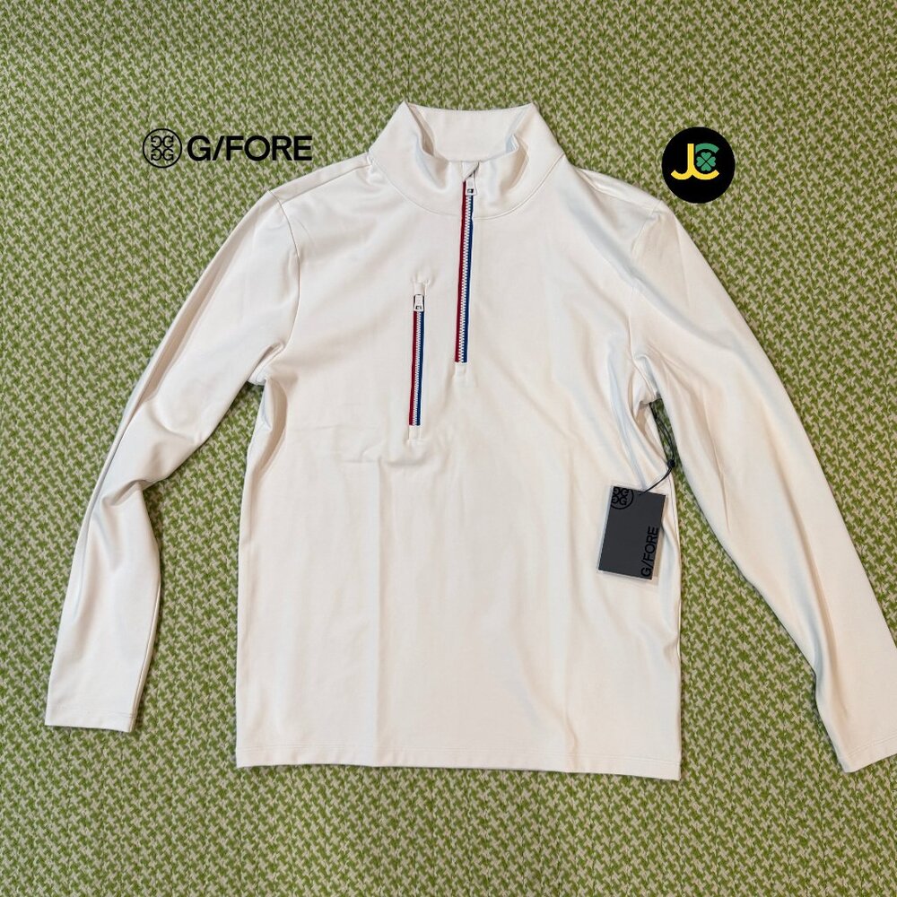G/FORE Men's DAYTONA TECH INTERLOCK PULLOVER G4MA23K125O-SNO Size SMALL